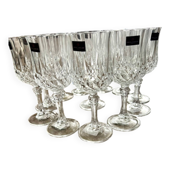 Lot of 12 new “Longchamp” Arques crystal stemmed glasses