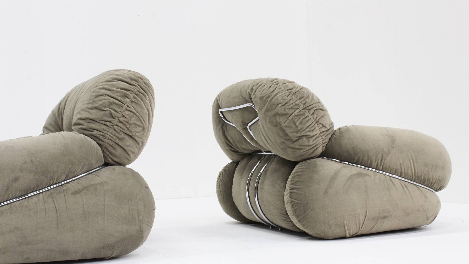 Vintage Adriano Piazzesi Okay armchairs 1970s Italy, set of 2