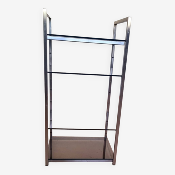 Artelano design shelving unit in steel and smoked glass, the smoked glass shelves are adjustable