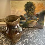 Glazed stoneware pitcher