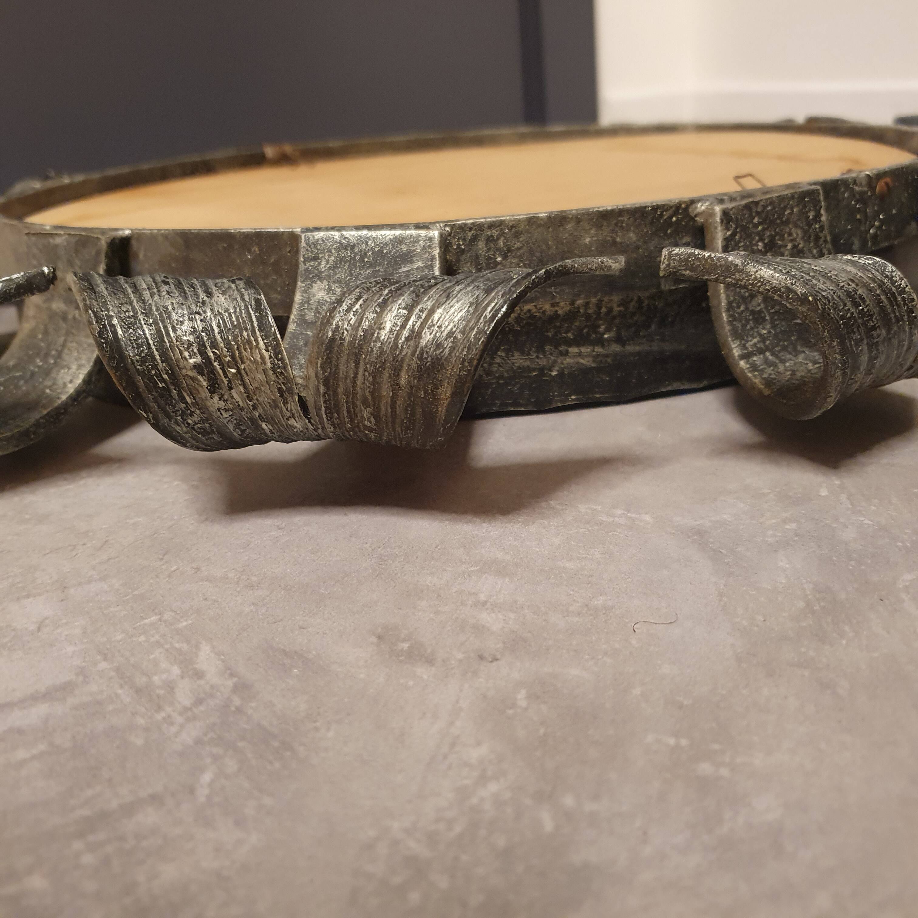 Brutalist wrought iron mirror, Spain, 1950