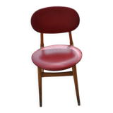Vintage red office chair in faux leather and wood, 1960s Central European style.