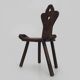 Brutalist tripod chair in raw wood. Solid wood chair. 1960s.