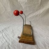 Vintage coat rack - double coat hook - red wooden balls