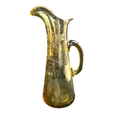 Broc (canette) à bière en verre soufflé ambrino gravé