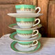 4 mint green coffee cups Digoin Sarreguemines Juliette 1960