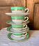 4 mint green coffee cups Digoin Sarreguemines Juliette 1960