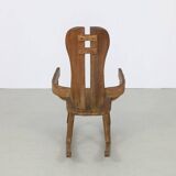 Brutalist Rocking Chair in Solid Oak by De Puydt, 1970s