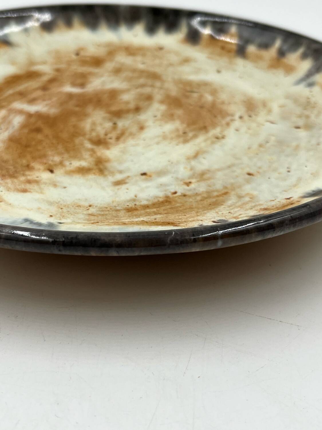 Red earthenware dessert plate