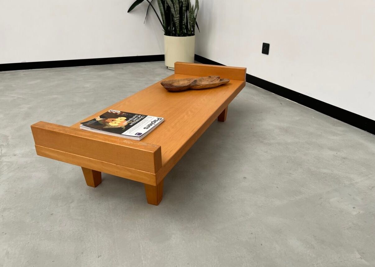 Modernist 1980s oak veneer coffee table