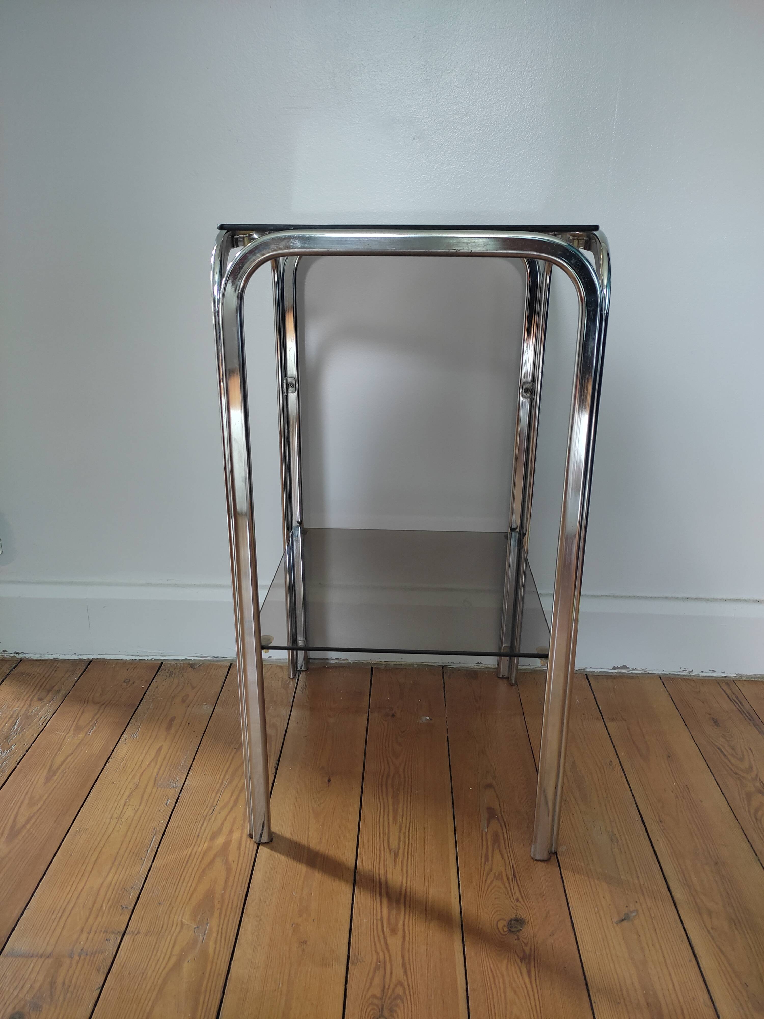 Vintage metal and glass console