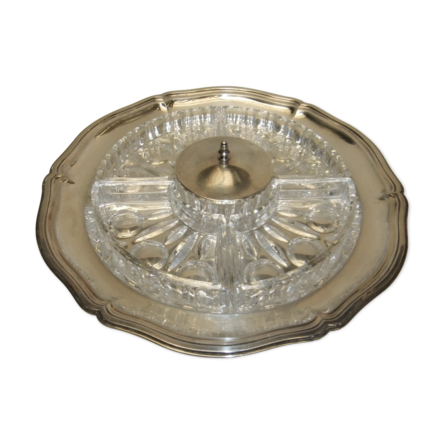 Table service silver metal crystal art deco top