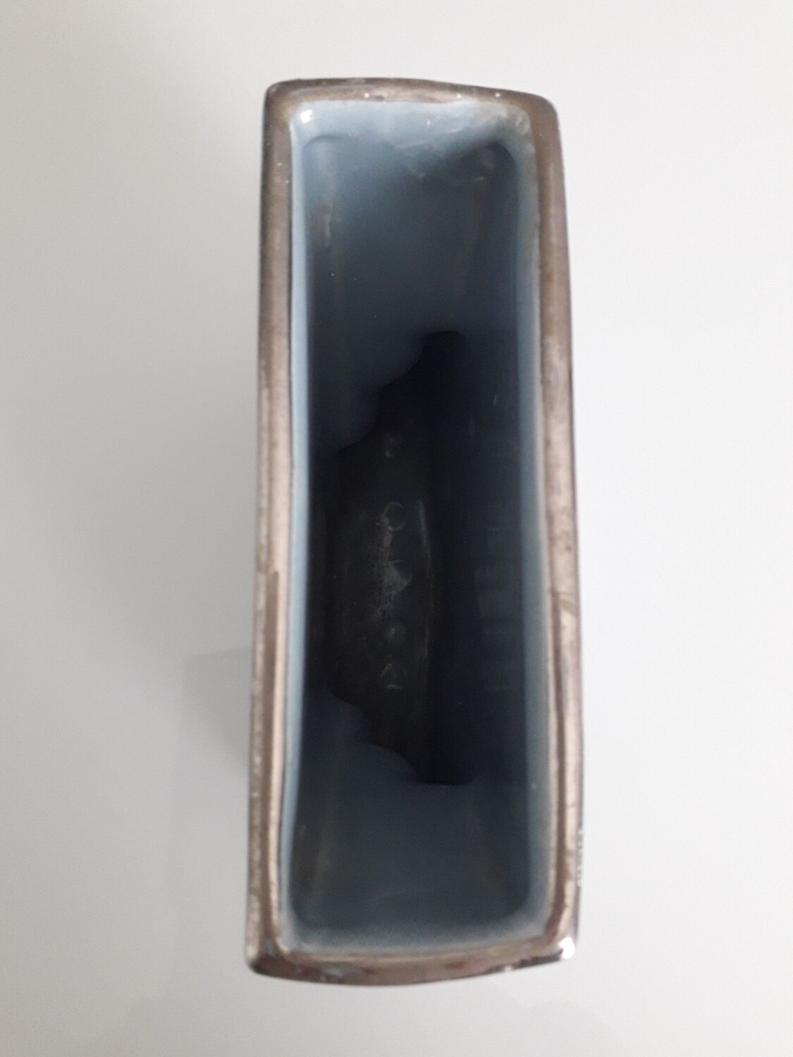 Art deco vase in sky blue and silver ceramics
