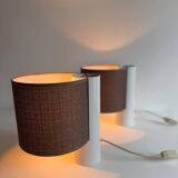 Pair of vintage table lamps, white and brown, “slim” by Gramigna for Quattrifolio, 1964 Italy