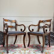Pair of Armchairs and Pair of Chairs in Mahogany, 20th Century