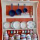 shelf / wall cabinet in wooden sandblasted effect old early twentieth century
