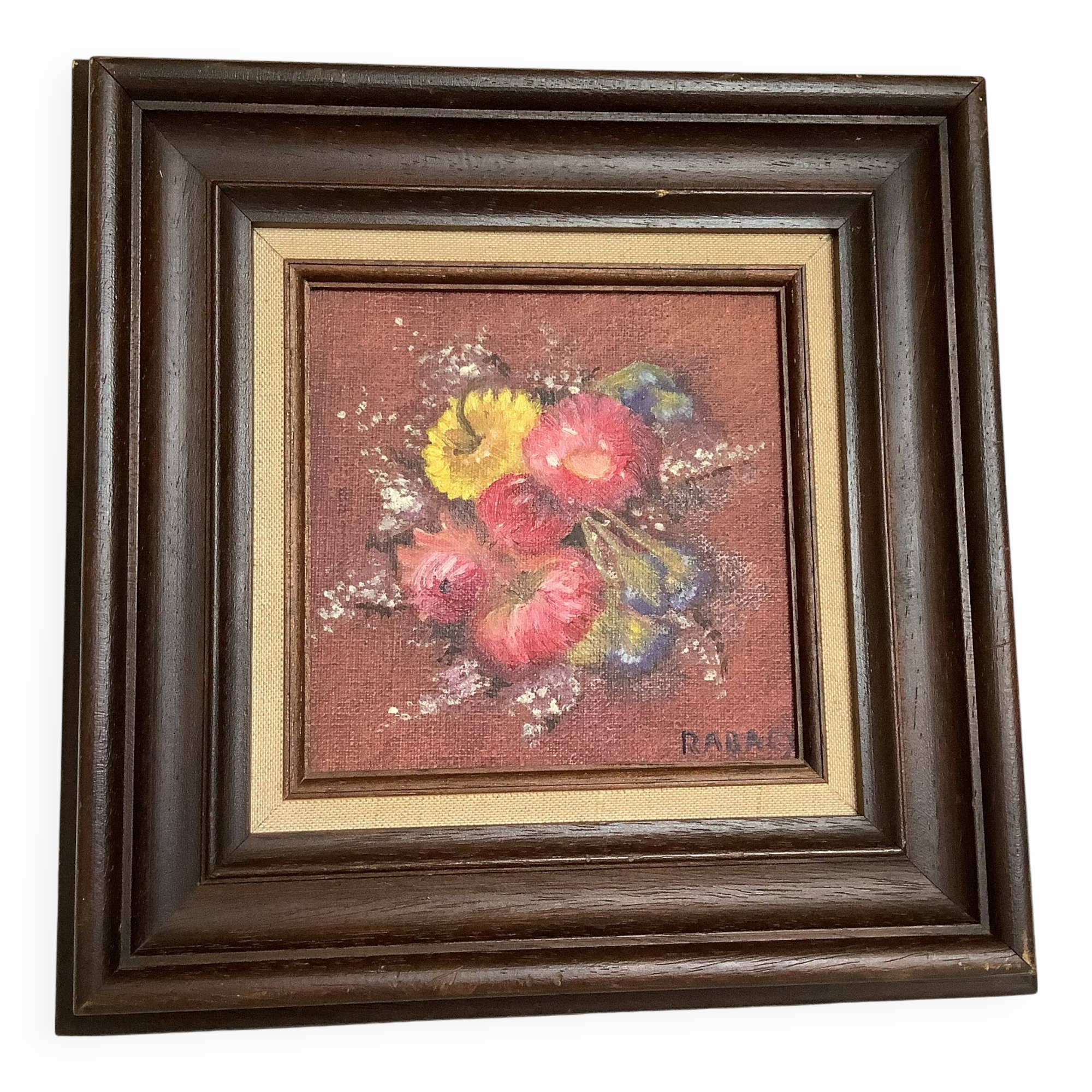 Bouquet of flowers oil on canvas painting Rabaey