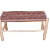 Cream rope woven wooden bench, bohemian and warm, natural material