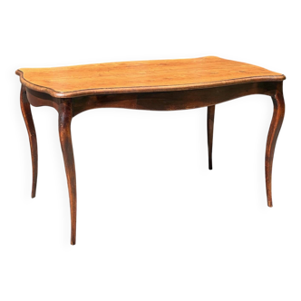 Antique solid wood table with curved legs