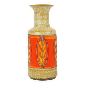 Vase de lave grasse beige orange Allemagne de l’Ouest Jasba 602 10 45