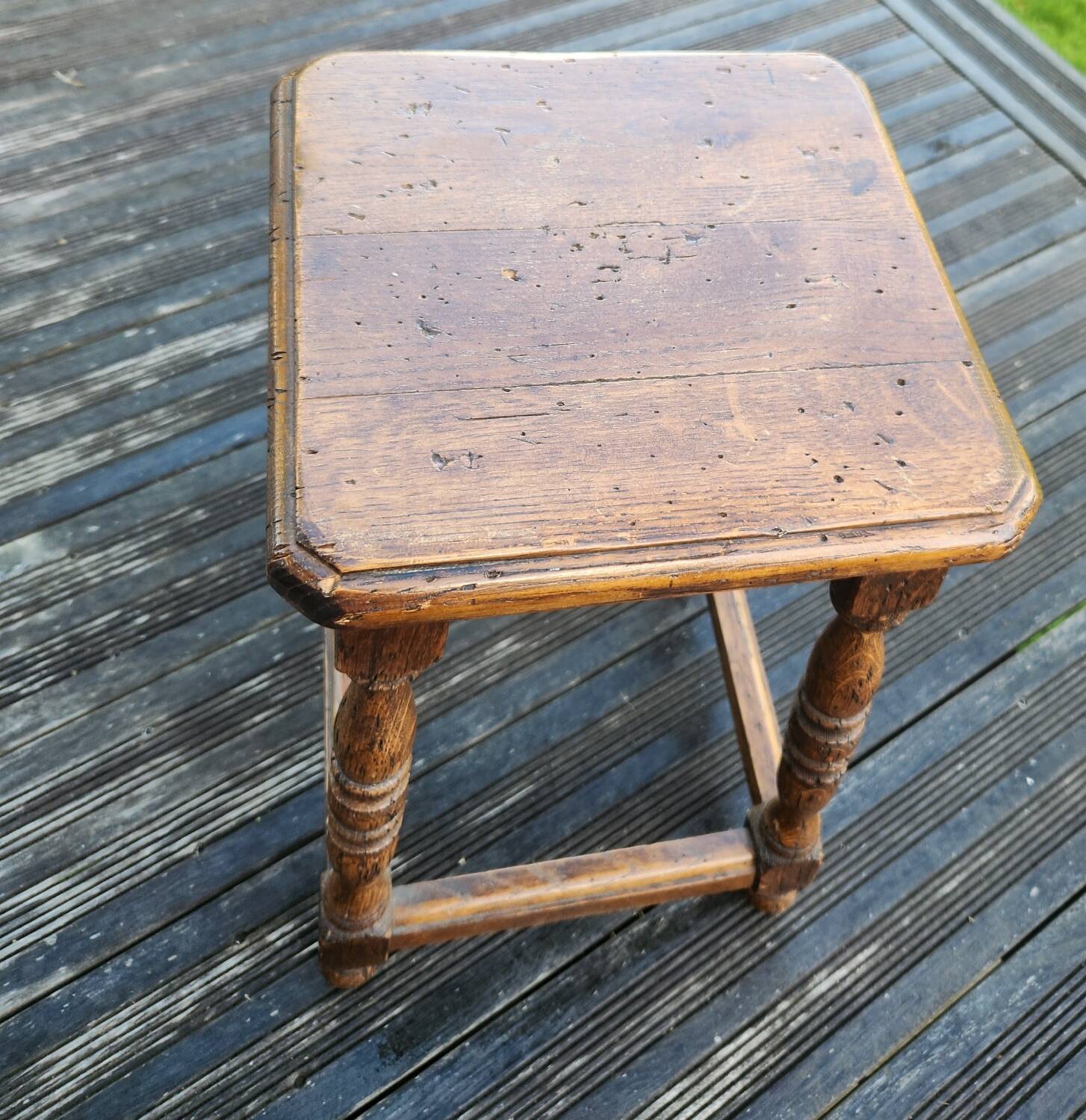 Antique solid oak stool: vintage
