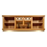 Enfilade/Credenza in oak and brushed brass, Italy, 1970