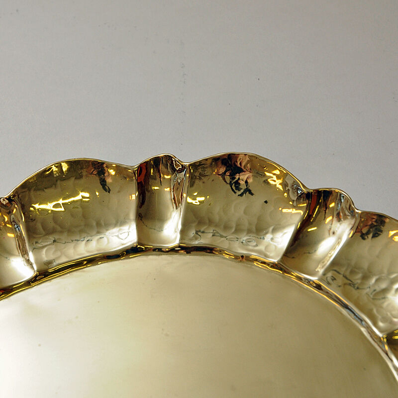 Swedish oval brass plate/tray by Lars Holmström, Arvika 1950s