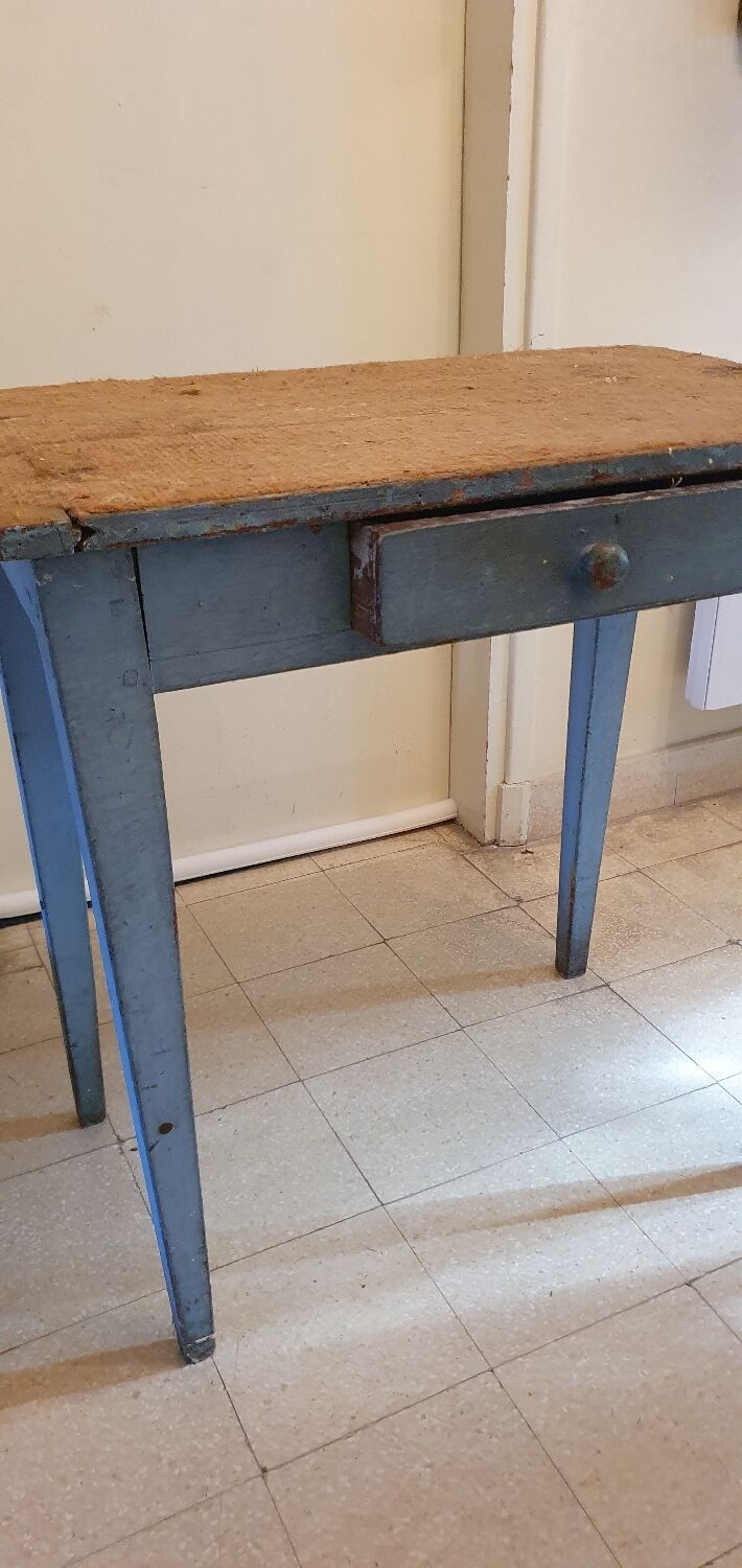 Small blue wooden table