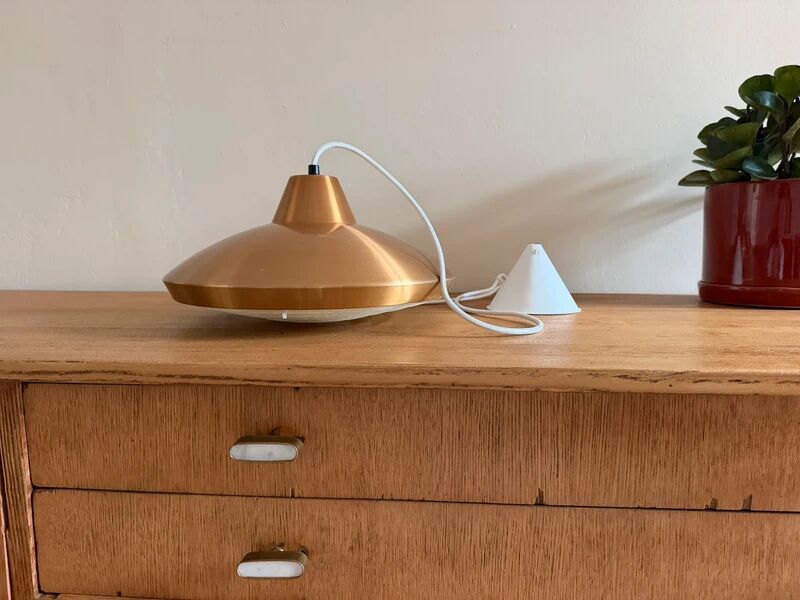 Lampe danoise vintage - Lampe en bronze avec diffuseur