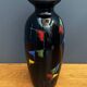 Black glass vase with red, green, blue and yellow details 1960s