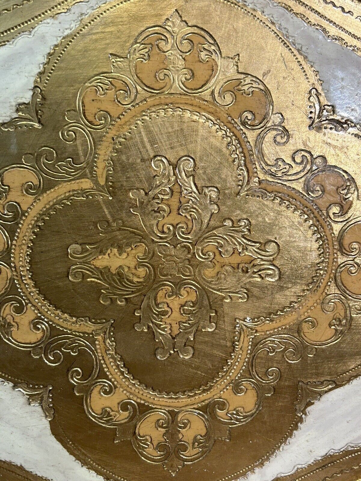 Old florentine tray painted wood, gilded, vintage 60,70