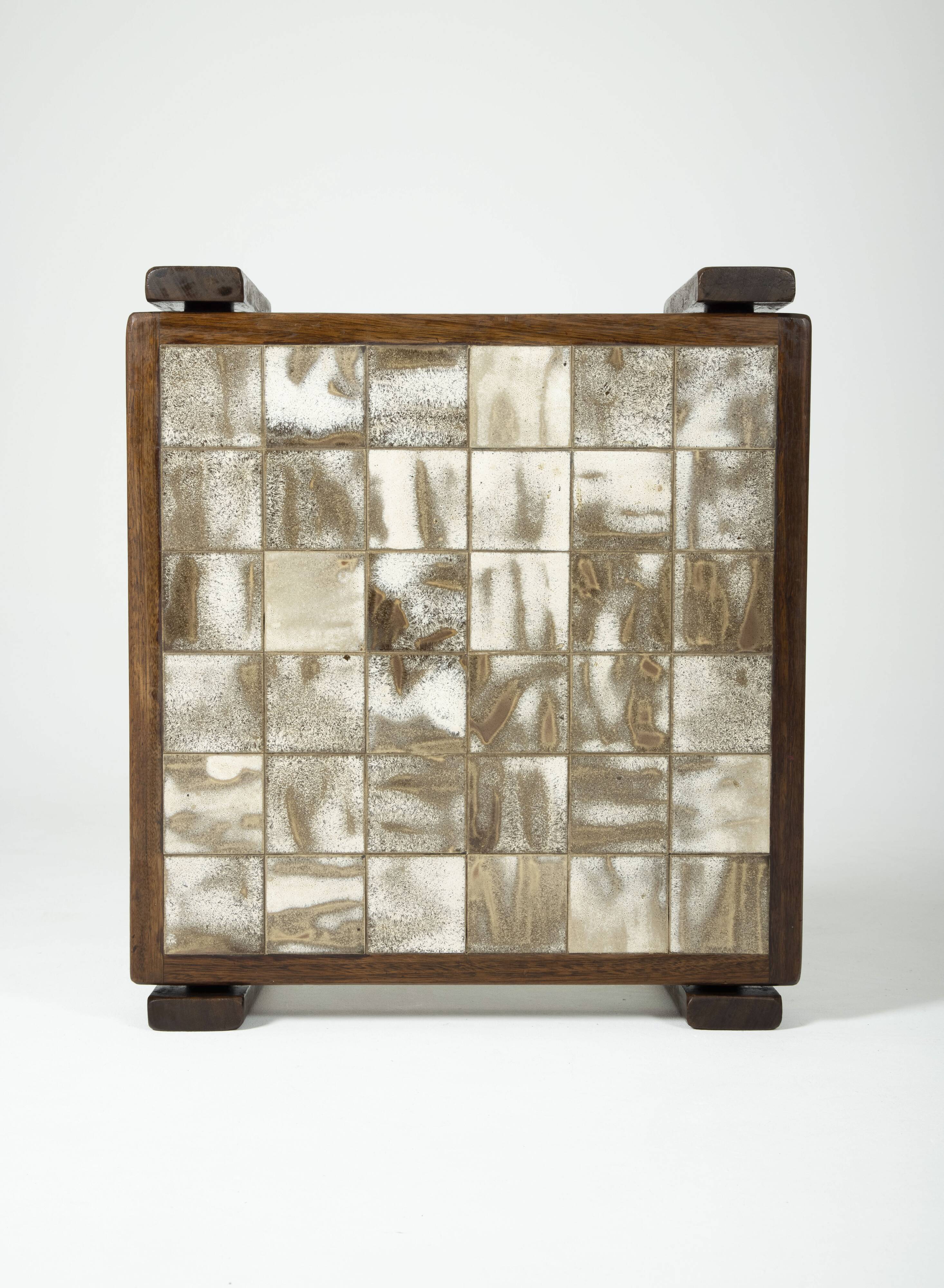 Ceramic and solid wood coffee table, 1960s