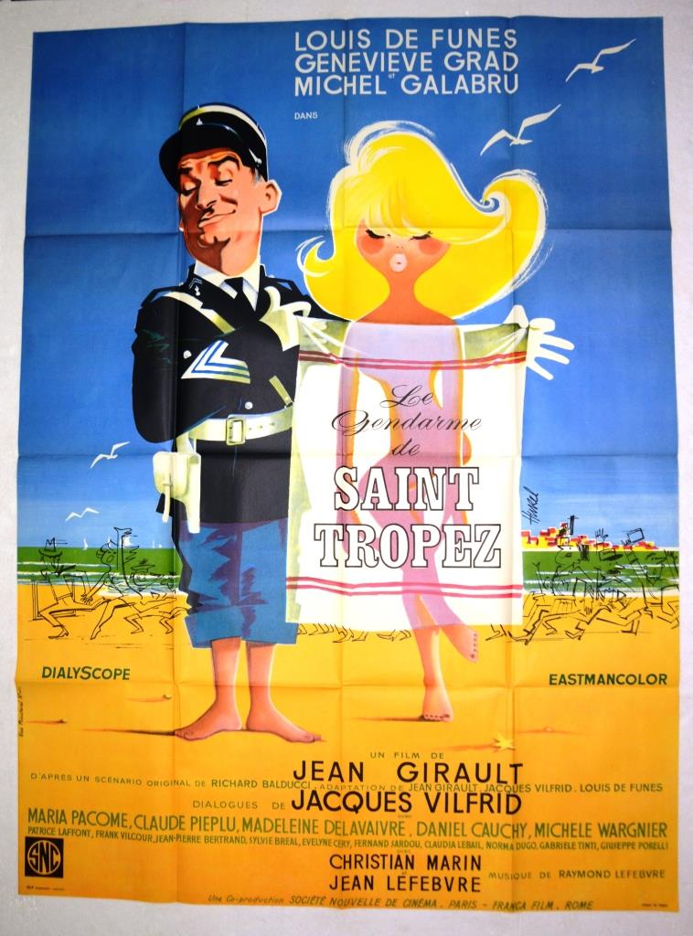 Cinema poster "Le Gendarme de Saint-Tropez" 1964 Louis De Funès, Galabru.