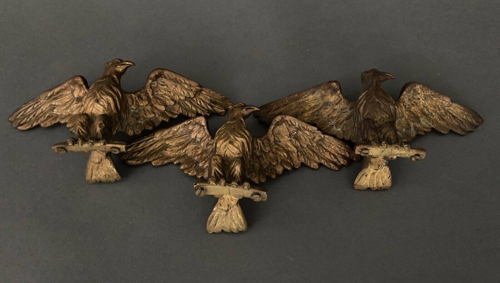 Three bronze eagles Napoleon III 19th century golden patina
