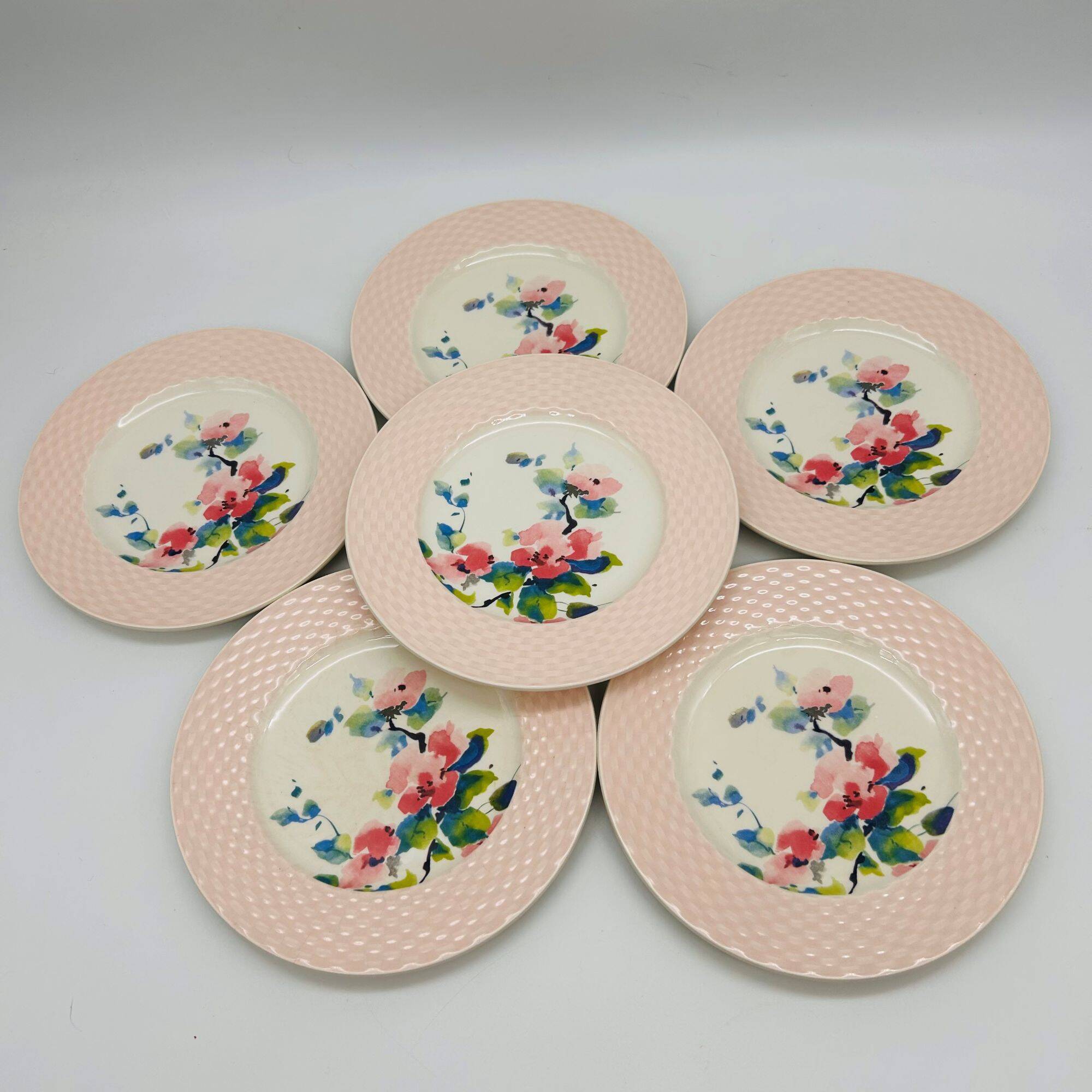 6 vintage dessert plates in porcelain, Pagnossin - Treviso Italy.