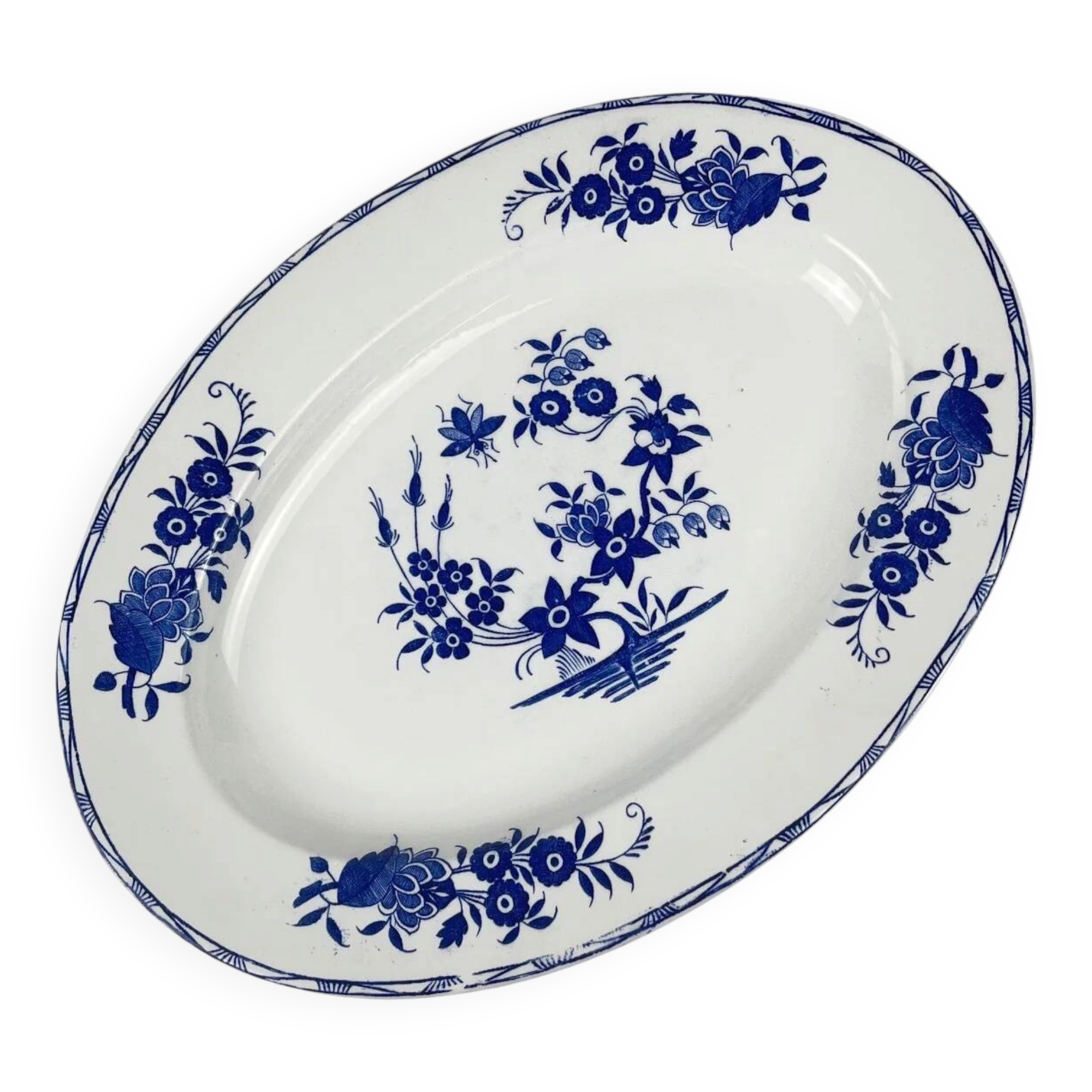 Oval dish "Grand bouquet", Boch brothers, La Louvière, Belgium, 1920