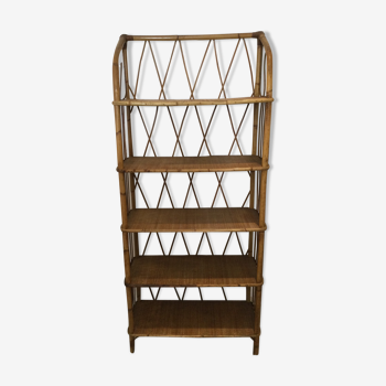 Library shelf in rattan 50s