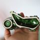 Small vintage green ceramic poodle candlestick