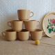 Set 6 coffee cups in sarreguemines sandstone france vintage