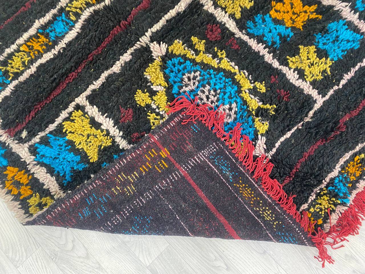 Handmade wool Berber rug 345 X 110 CM