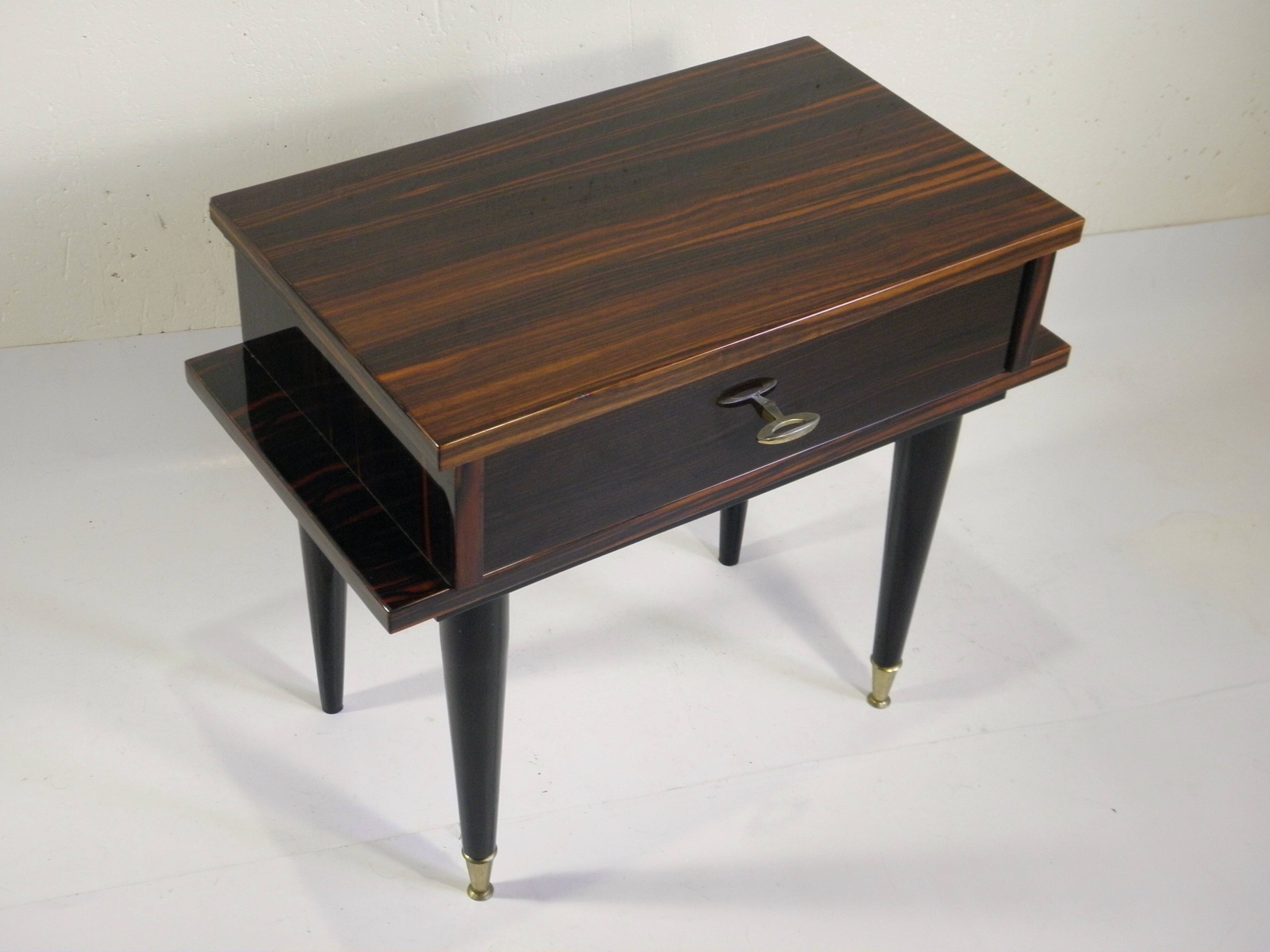 NIGHTSTAND in MACASSAR EBONY - 1960s