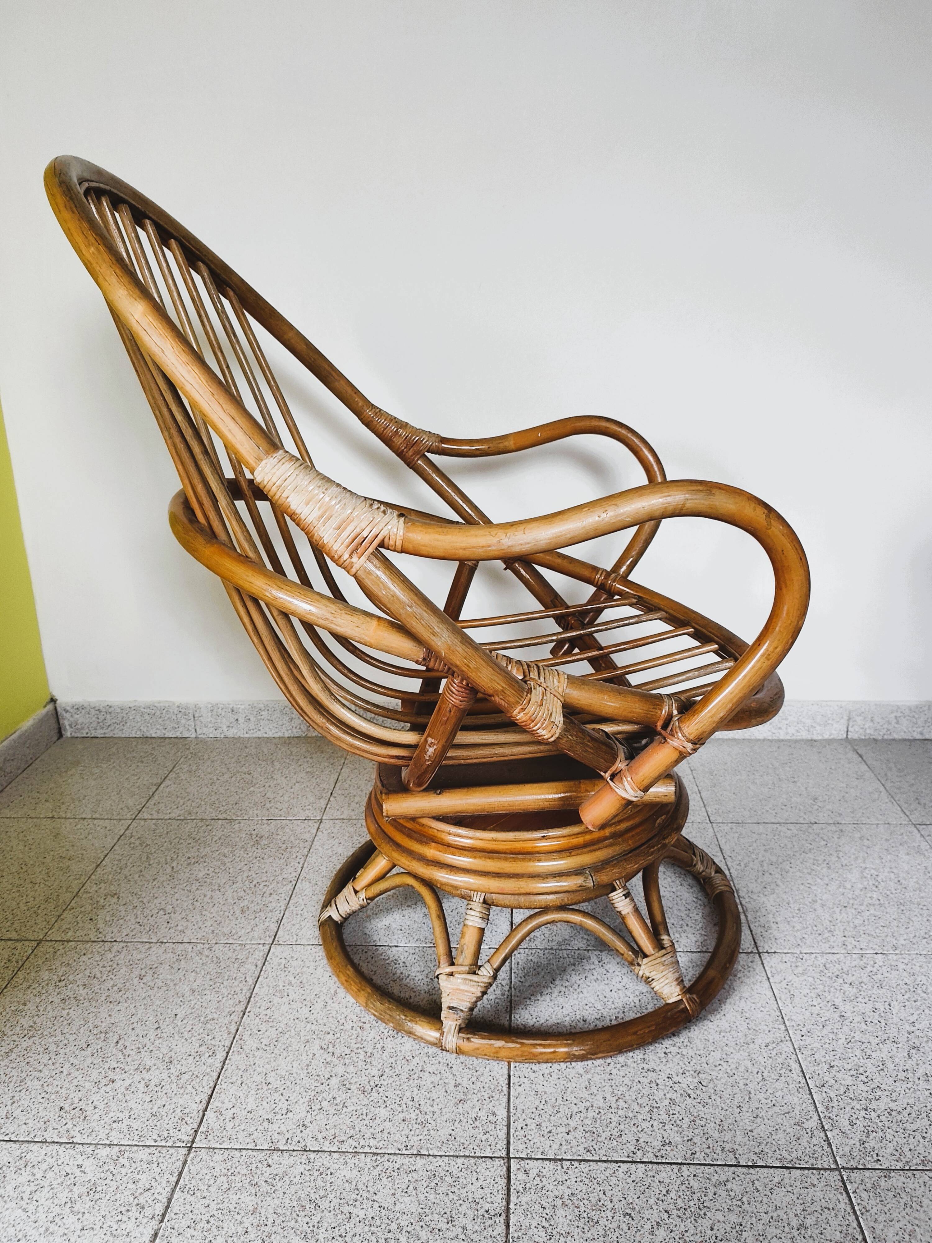 Vintage rattan swivel chair
