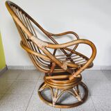 Vintage rattan swivel chair