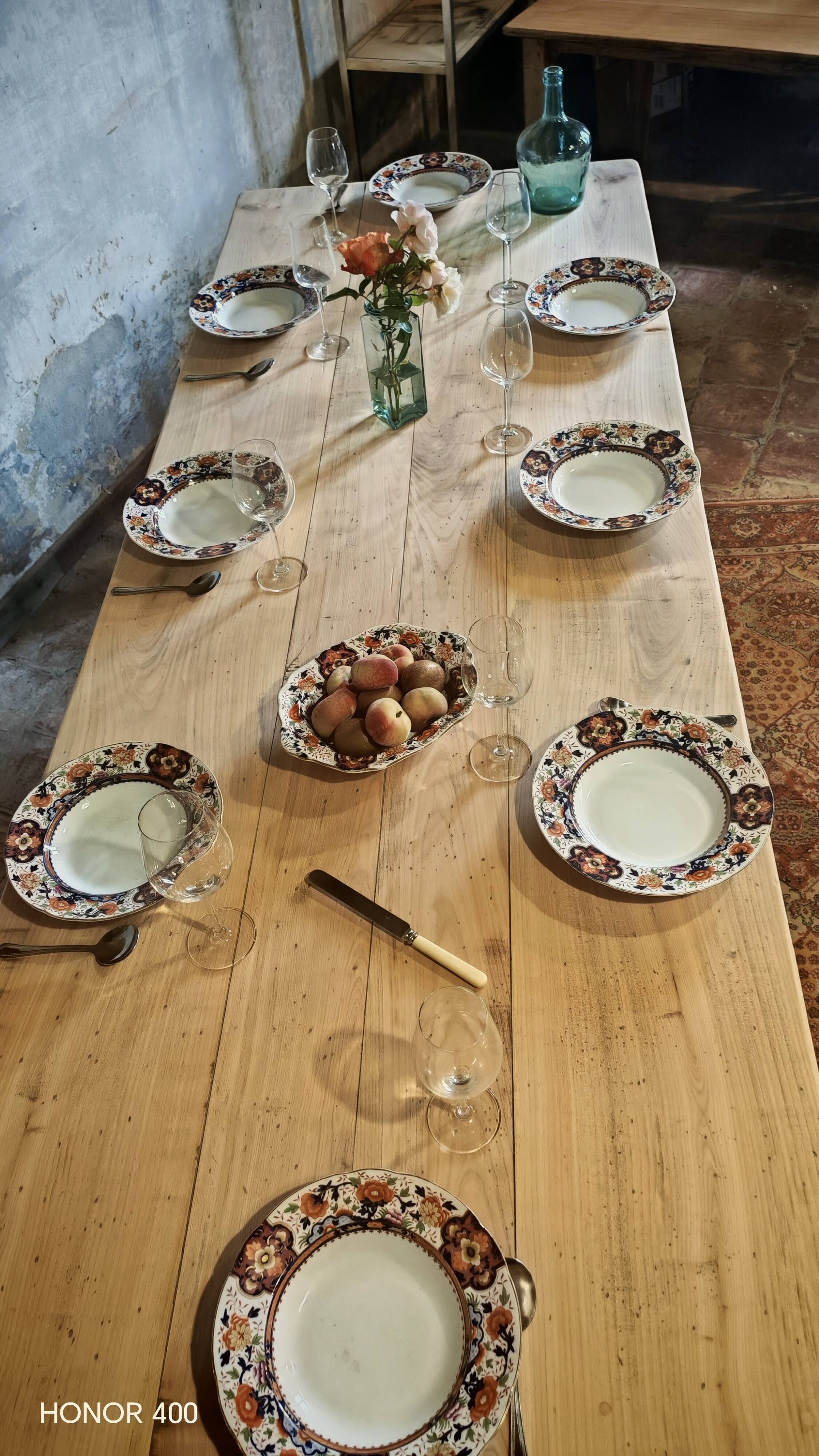 Raw solid oak and chestnut farmhouse table 244cm