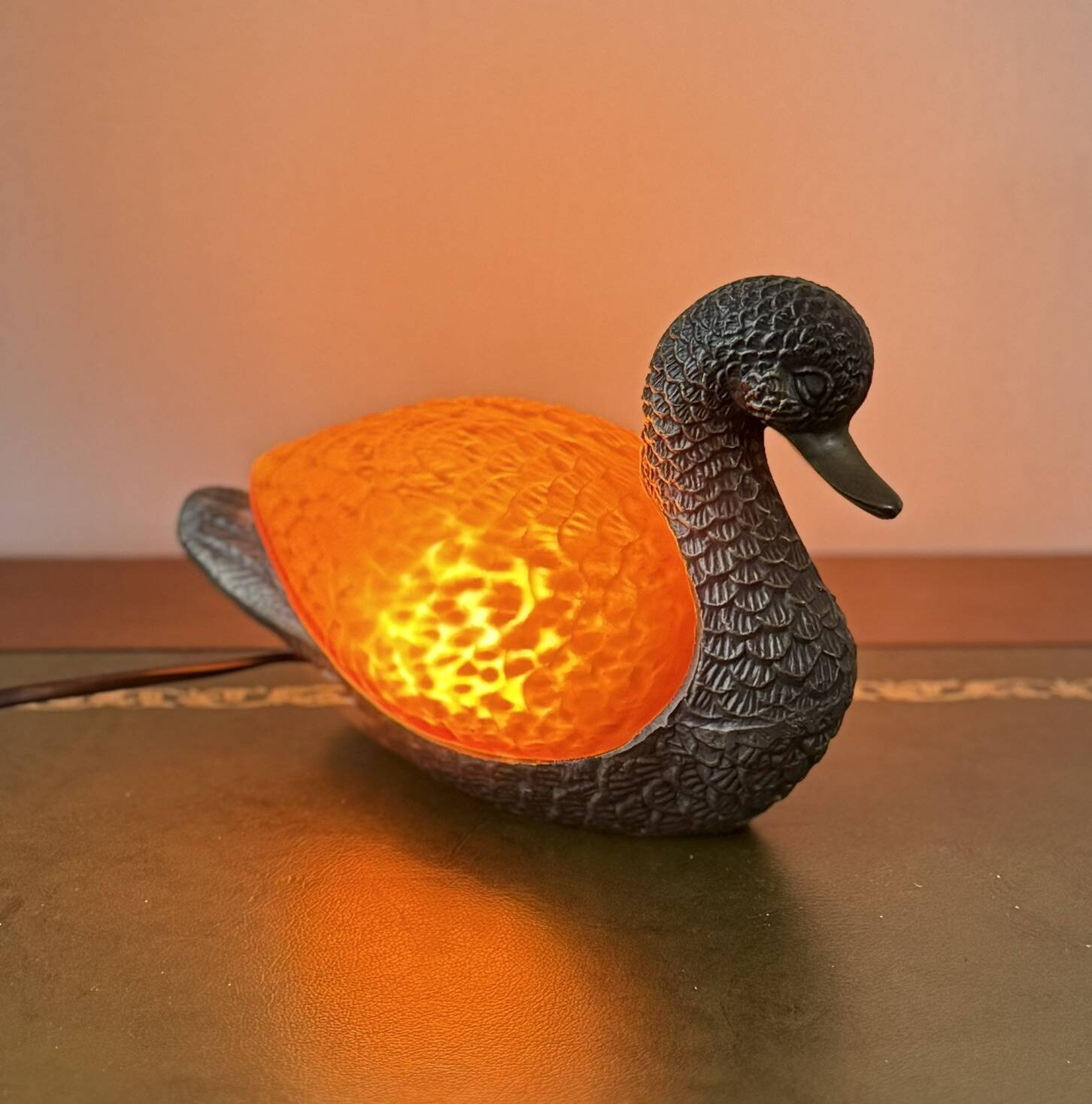 Vintage bronze duck lamp
