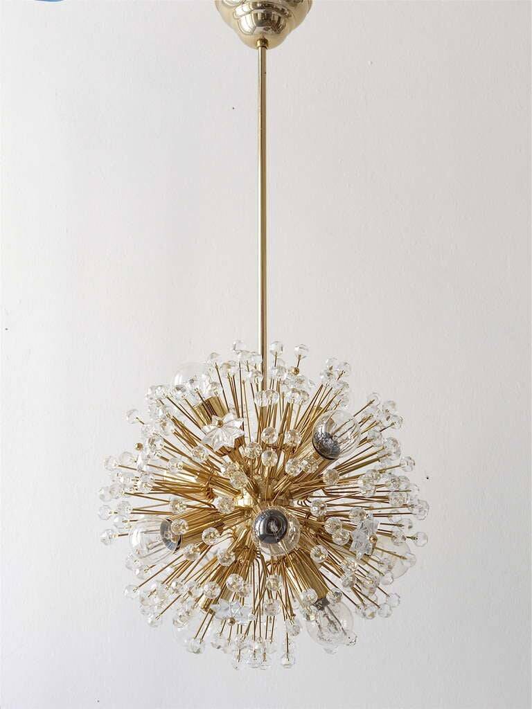 Emil Stejnar Lustre Sputnik Dandelion Gold Mid-Century, 1970s