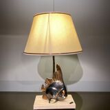 Vintage fish lamp in gold and copper metal