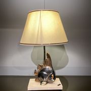 Vintage fish lamp in gold and copper metal