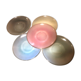 Vintage saucers multicolored service Harlequin Arcopal