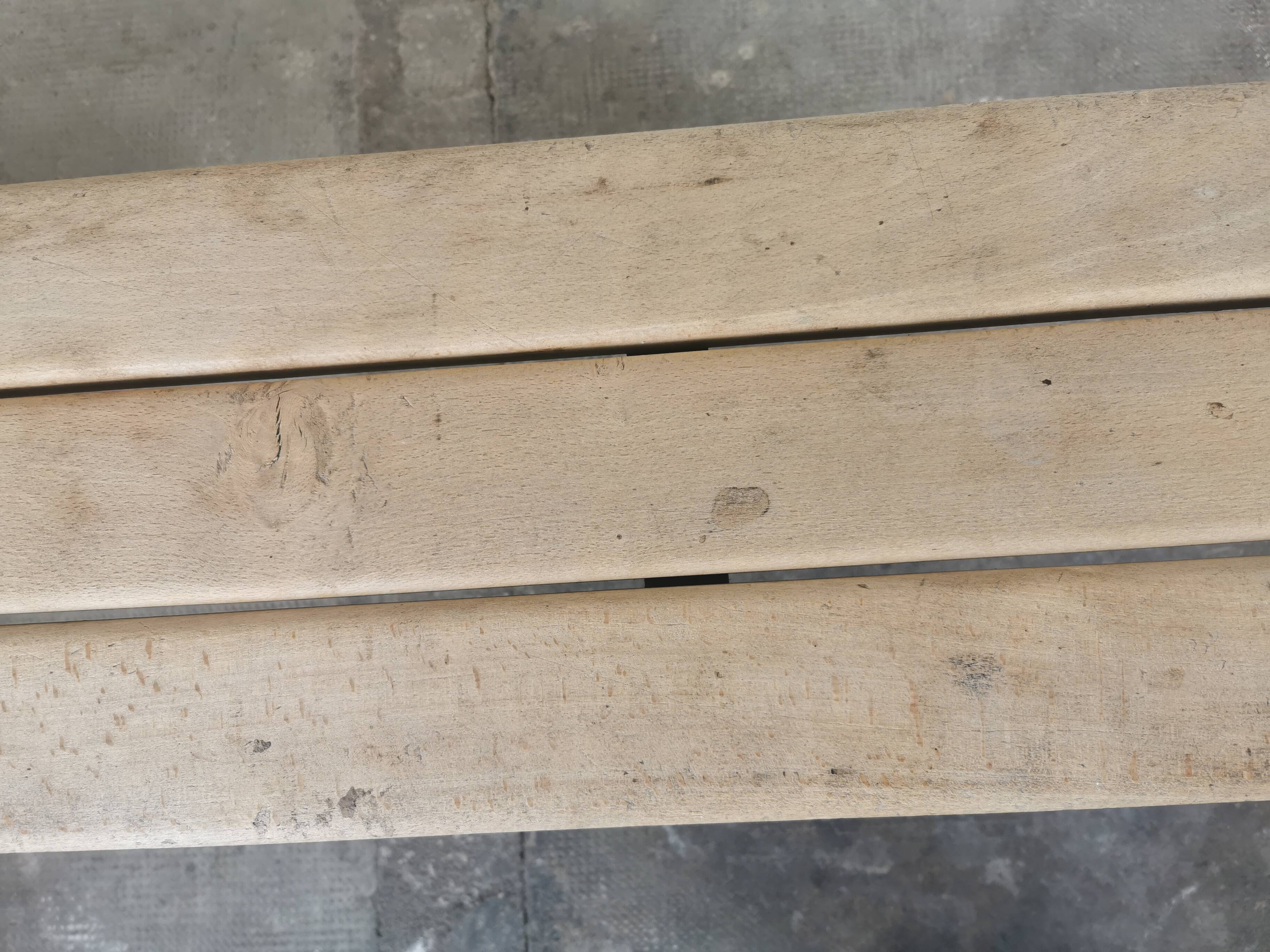 Pair of vintage metal and wood school benches